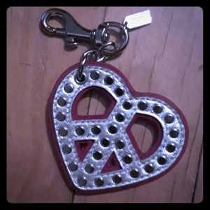 NWOT Coach Heart Peace Sign Key Fob